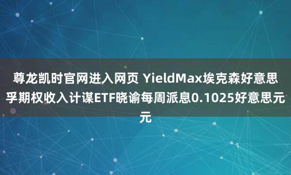 尊龙凯时官网进入网页 YieldMax埃克森好意思孚期权收入计谋ETF晓谕每周派息0.1025好意思元