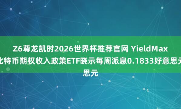 Z6尊龙凯时2026世界杯推荐官网 YieldMax比特币期权收入政策ETF晓示每周派息0.1833好意思元
