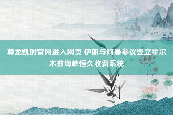 尊龙凯时官网进入网页 伊朗与阿曼参议竖立霍尔木兹海峡恒久收费系统