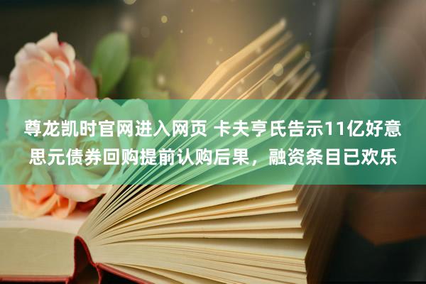 尊龙凯时官网进入网页 卡夫亨氏告示11亿好意思元债券回购提前认购后果,融资条目已欢乐