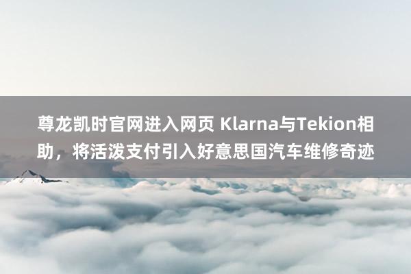 尊龙凯时官网进入网页 Klarna与Tekion相助,将活泼支付引入好意思国汽车维修奇迹