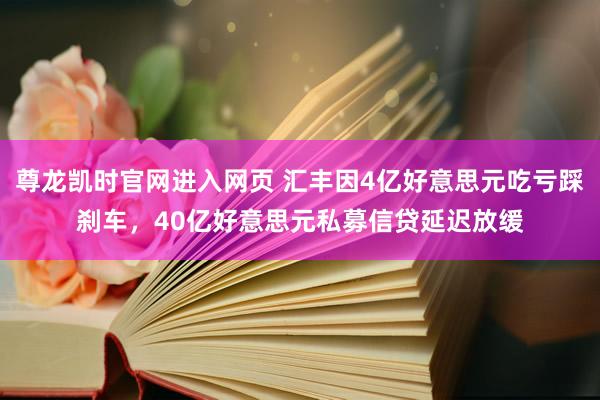 尊龙凯时官网进入网页 汇丰因4亿好意思元吃亏踩刹车,40亿好意思元私募信贷延迟放缓