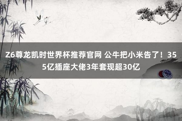 Z6尊龙凯时世界杯推荐官网 公牛把小米告了!355亿插座大佬3年套现超30亿