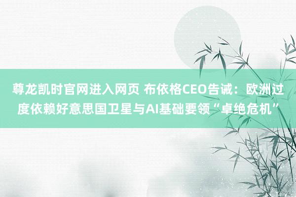 尊龙凯时官网进入网页 布依格CEO告诫:欧洲过度依赖好意思国卫星与AI基础要领“卓绝危机”