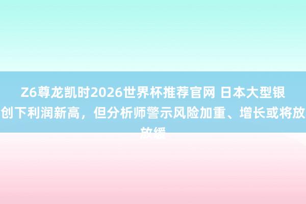 Z6尊龙凯时2026世界杯推荐官网 日本大型银行创下利润新高,但分析师警示风险加重、增长或将放缓