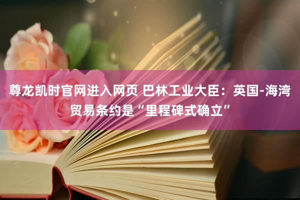 尊龙凯时官网进入网页 巴林工业大臣:英国-海湾贸易条约是“里程碑式确立”