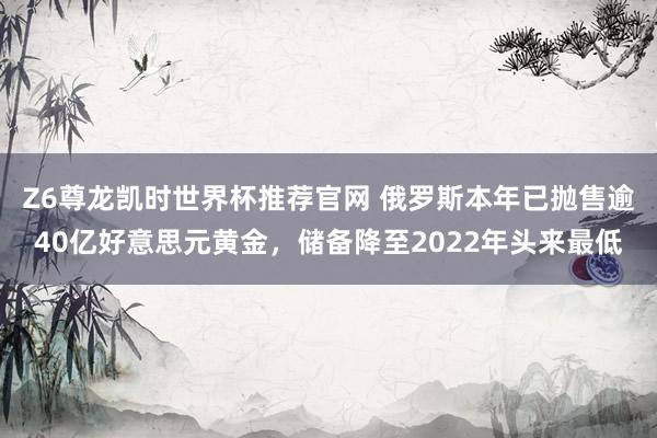 Z6尊龙凯时世界杯推荐官网 俄罗斯本年已抛售逾40亿好意思元黄金,储备降至2022年头来最低
