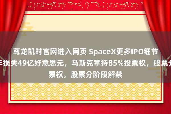 尊龙凯时官网进入网页 SpaceX更多IPO细节泄露:前年损失49亿好意思元,马斯克掌持85%投票权,股票分阶段解禁
