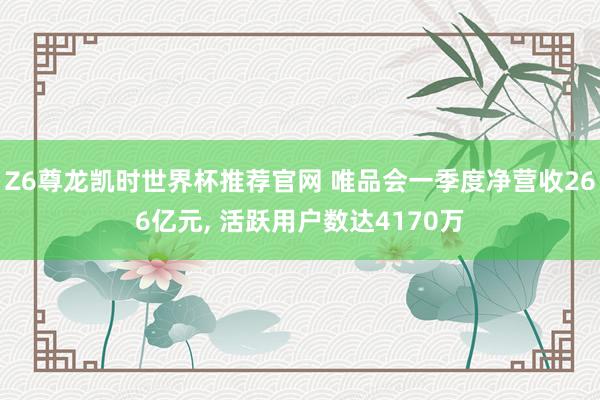 Z6尊龙凯时世界杯推荐官网 唯品会一季度净营收266亿元, 活跃用户数达4170万