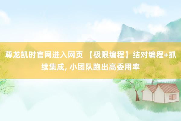 尊龙凯时官网进入网页 【极限编程】结对编程+抓续集成， 小团队跑出高委用率