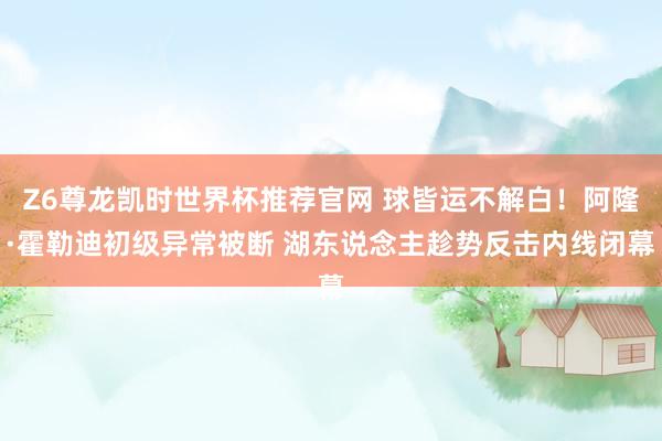 Z6尊龙凯时世界杯推荐官网 球皆运不解白！阿隆·霍勒迪初级异常被断 湖东说念主趁势反击内线闭幕