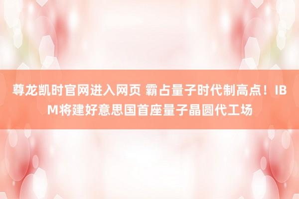 尊龙凯时官网进入网页 霸占量子时代制高点!IBM将建好意思国首座量子晶圆代工场