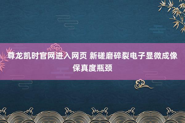 尊龙凯时官网进入网页 新磋磨碎裂电子显微成像保真度瓶颈