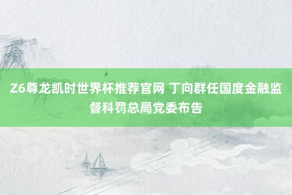 Z6尊龙凯时世界杯推荐官网 丁向群任国度金融监督科罚总局党委布告