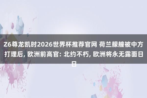 Z6尊龙凯时2026世界杯推荐官网 荷兰艨艟被中方打理后, 欧洲前高官: 北约不朽, 欧洲将永无露面日