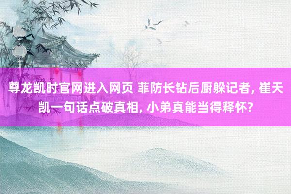 尊龙凯时官网进入网页 菲防长钻后厨躲记者， 崔天凯一句话点破真相， 小弟真能当得释怀?