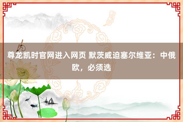 尊龙凯时官网进入网页 默茨威迫塞尔维亚:中俄欧,必须选