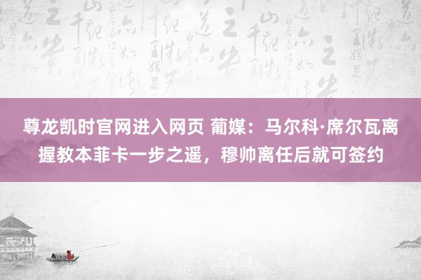 尊龙凯时官网进入网页 葡媒:马尔科·席尔瓦离握教本菲卡一步之遥,穆帅离任后就可签约