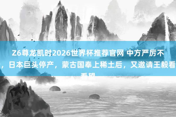 Z6尊龙凯时2026世界杯推荐官网 中方严厉不断,日本巨头停产,蒙古国奉上稀土后,又邀请王毅看望