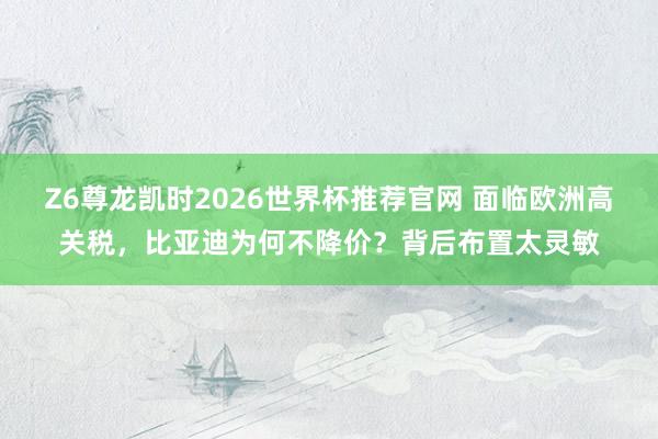 Z6尊龙凯时2026世界杯推荐官网 面临欧洲高关税,比亚迪为何不降价?背后布置太灵敏