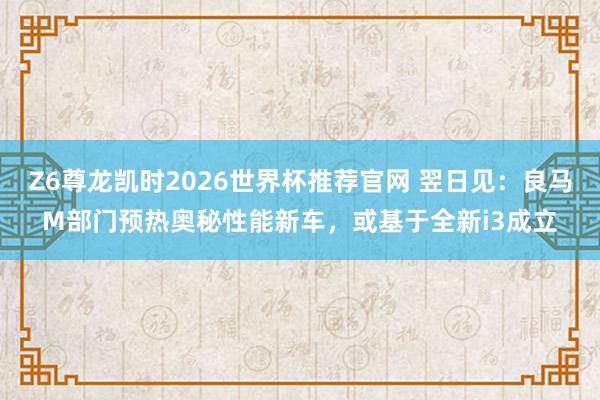 Z6尊龙凯时2026世界杯推荐官网 翌日见：良马M部门预热奥秘性能新车，或基于全新i3成立