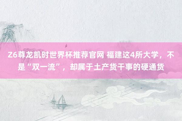 Z6尊龙凯时世界杯推荐官网 福建这4所大学,不是“双一流”,却属于土产货干事的硬通货